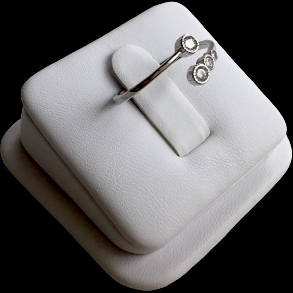 Sterling Silver Adjustable Cz Ring - image 3